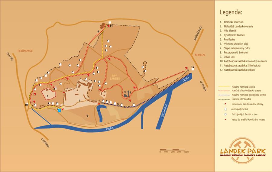 Mapa Landek parku v Ostrav